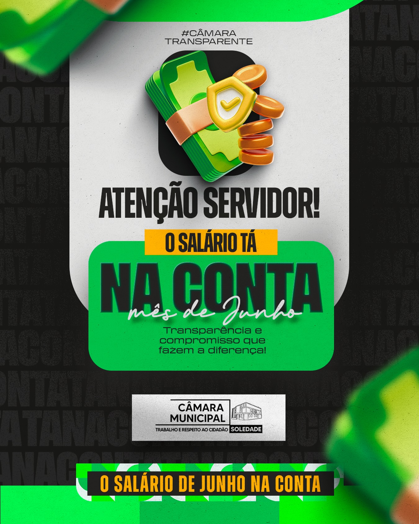 Câmara Municipal anuncia pagamento dos salários de junho aos servidores