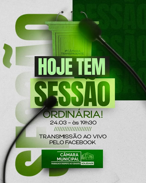 Câmara Municipal de Soledade realiza sessão ordinária nesta noite com transmissão ao vivo